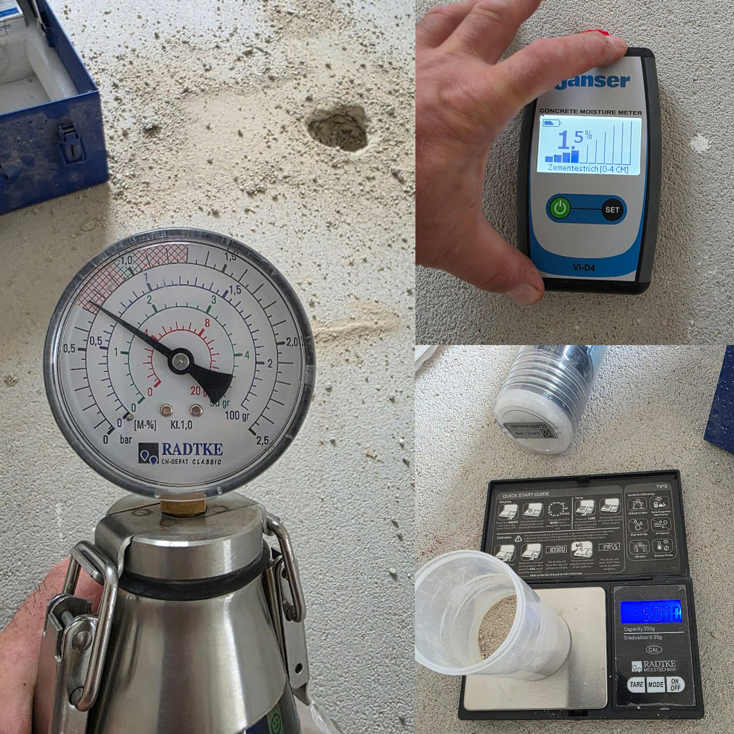 CM-Messung des Untergrunds – professionelle Feuchtigkeitsprüfung vor Parkettverlegung