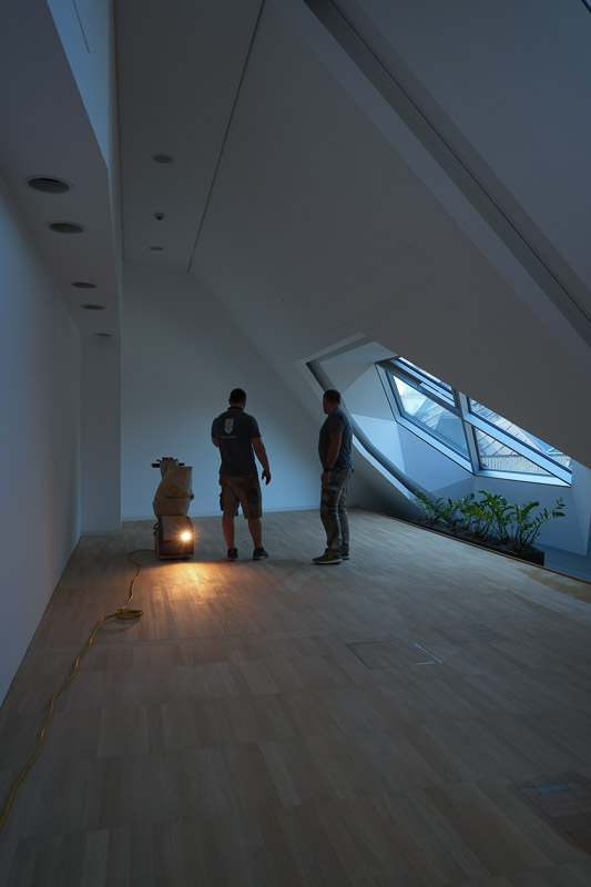 Kontrolle und Vorbereitung bei einer Parkettrenovierung durch RTR Bodenleger nahe Wien